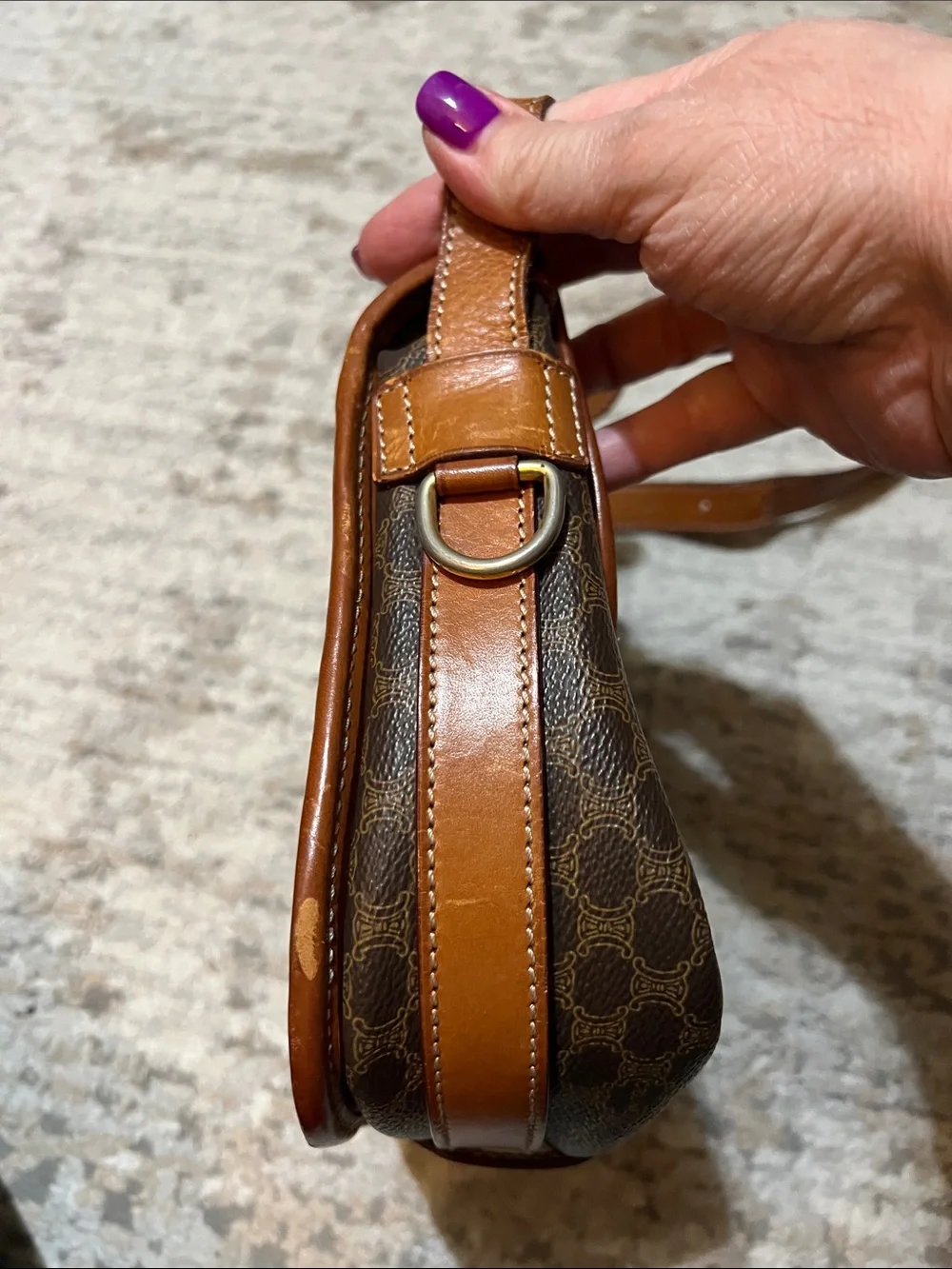 Authentic Celine Brown Monogram Crossbody Bag with Tan Leather Trim - Picture 4 of 16